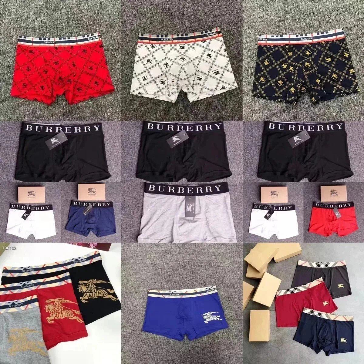 Burberry Check Print Boxer Briefs Cotton Underwear Multicolor