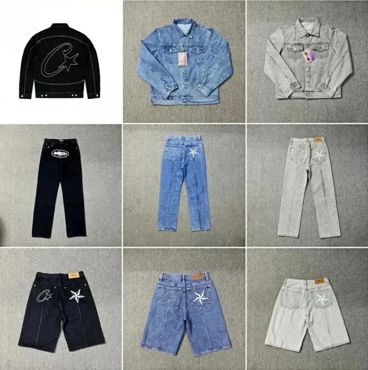 Corteiz CRTZ Star Denim Collection Streetwear Jackets Jeans and Shorts Multicolor