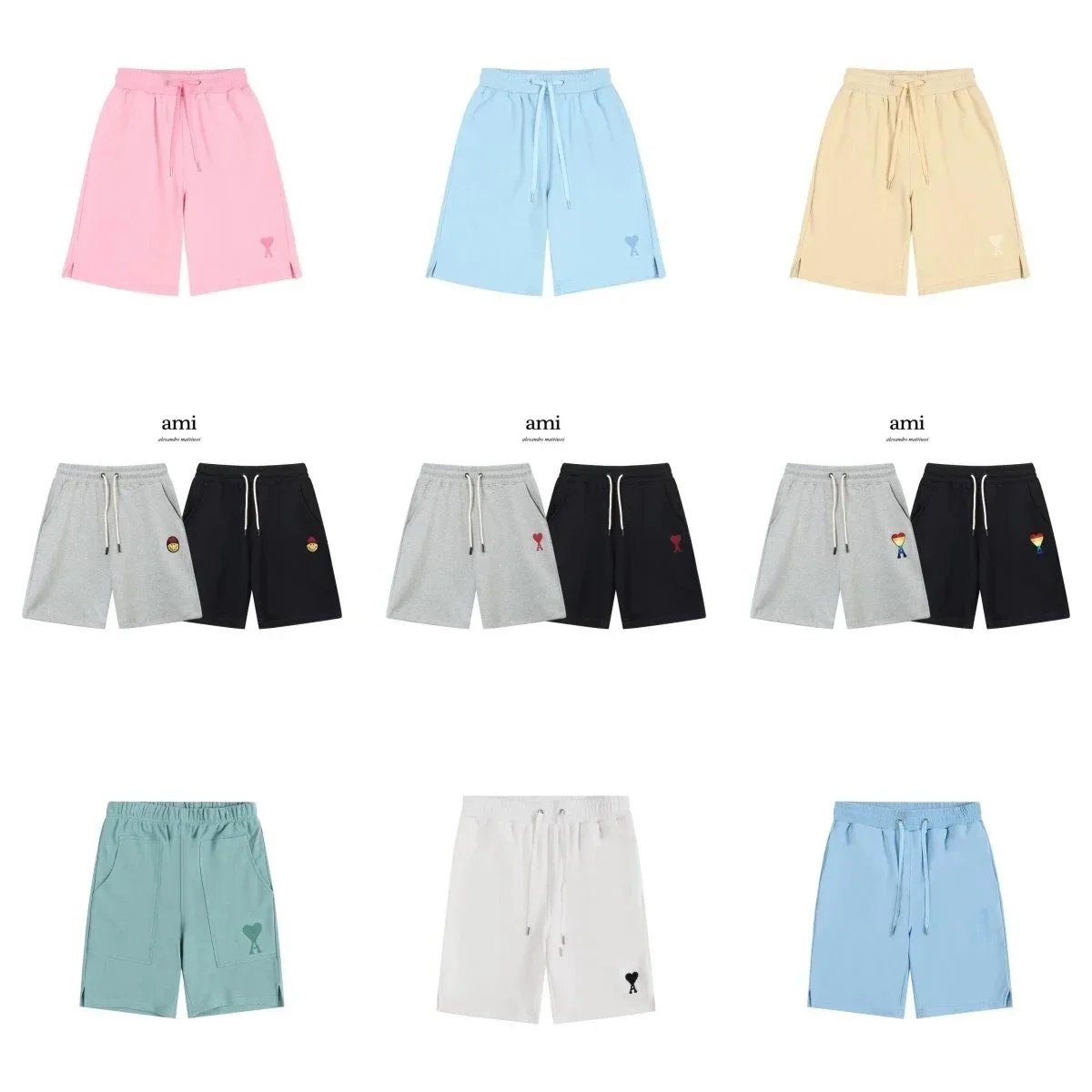 Ami Paris Ami Ami de Coeur Casual Cotton Shorts Multicolor