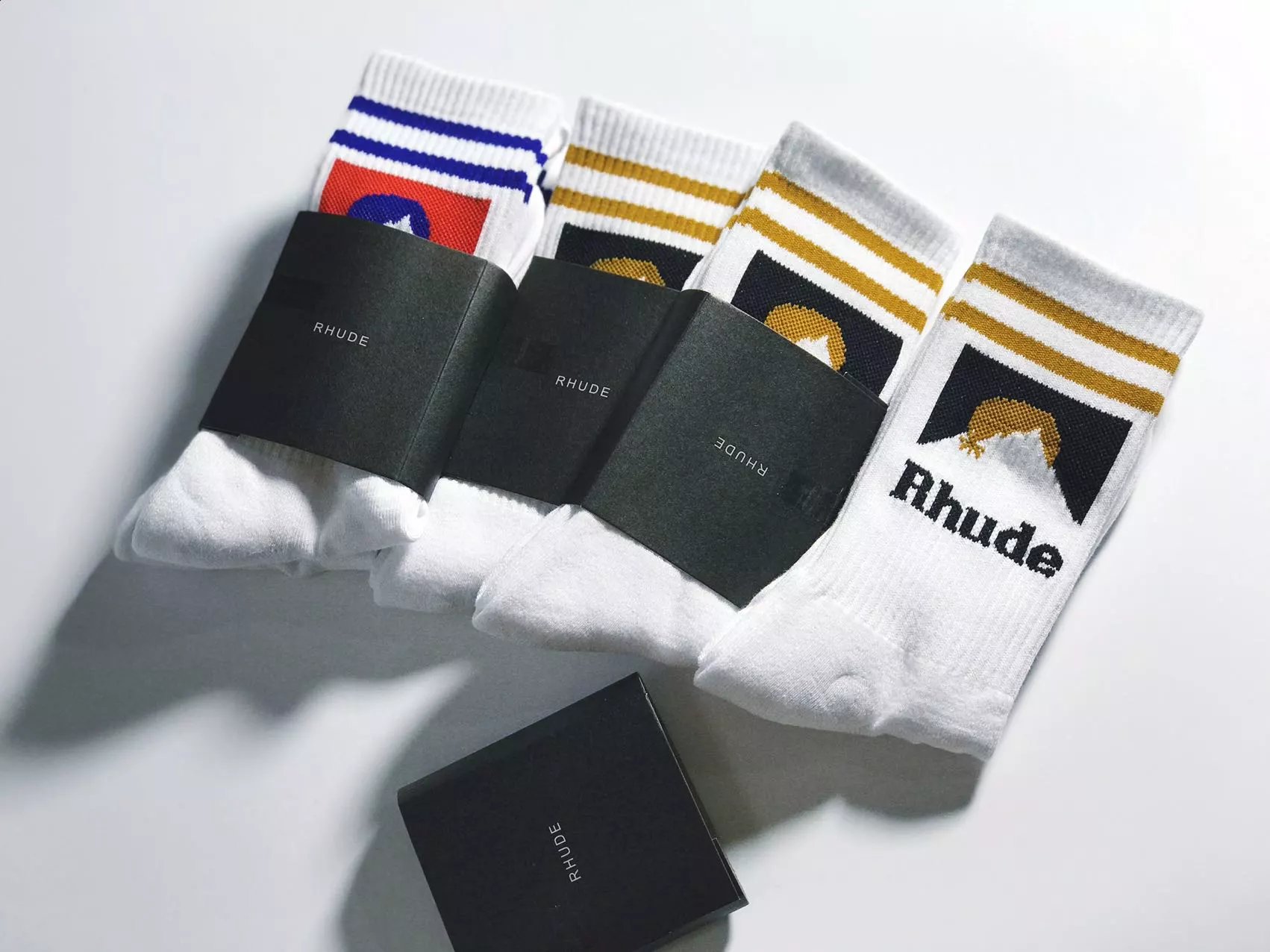 Rhude Graphic Crew Socks Streetwear Cotton White
