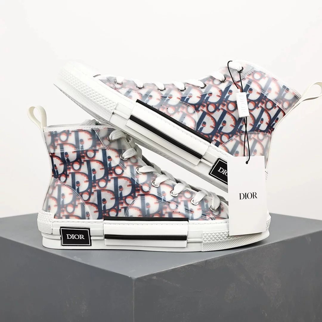 Dior B23 High-Top Oblique Sneakers White and Blue