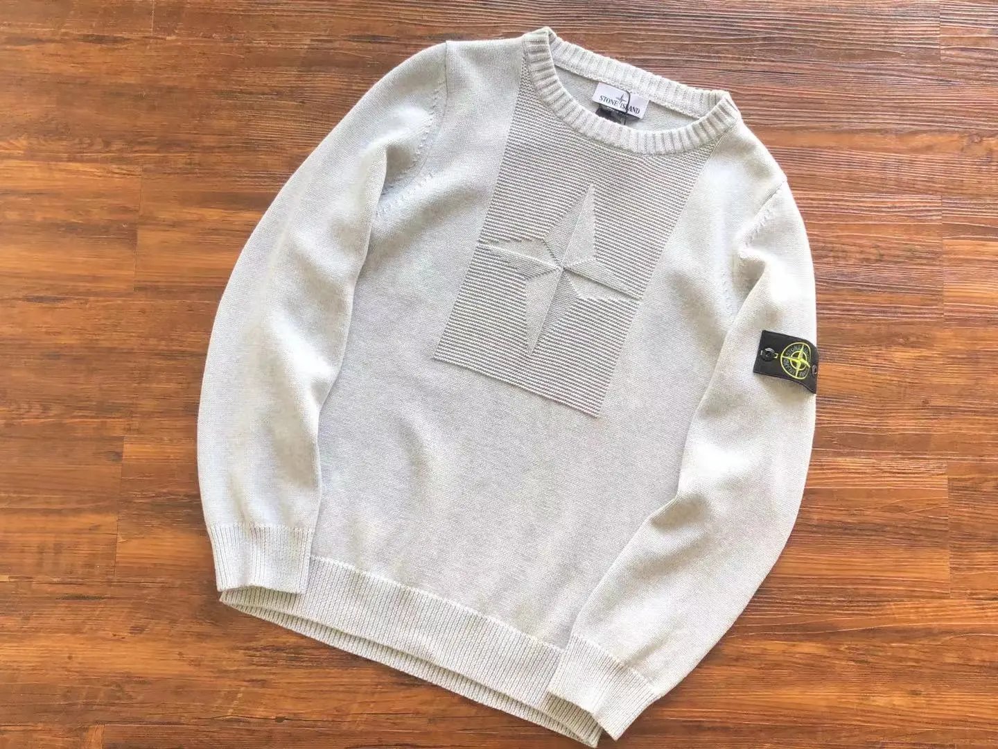 Stone Island Compass Patch Knit Sweater Casual Crewneck Gray