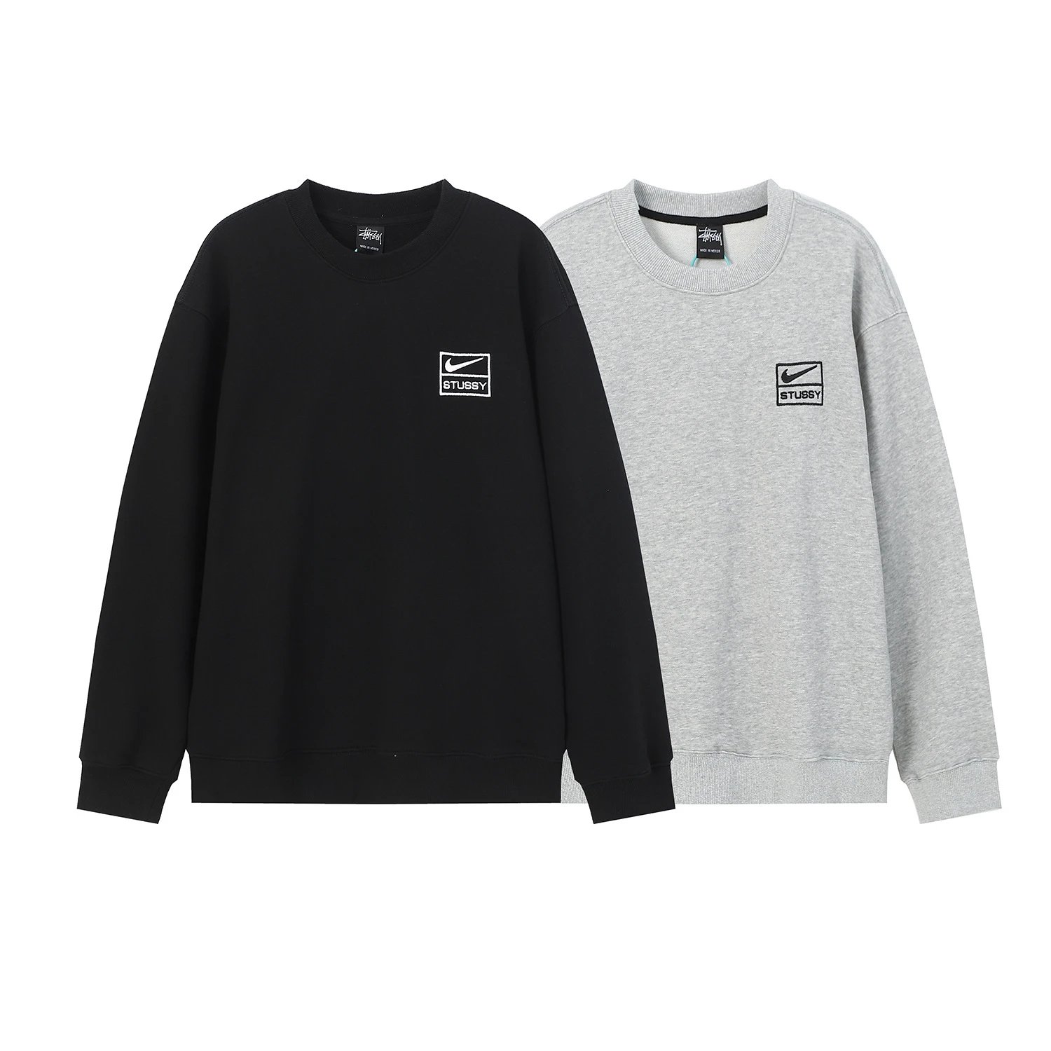 Nike Stussy Oversized Crewneck Sweatshirt Black and Gray