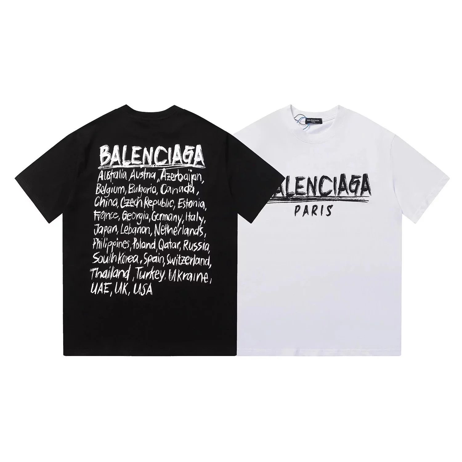 Balenciaga Cities Graphic Oversized T-Shirt Black and White
