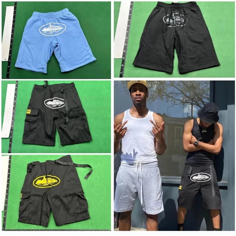 Corteiz Alcatraz Cargo Shorts Streetwear Cotton Black