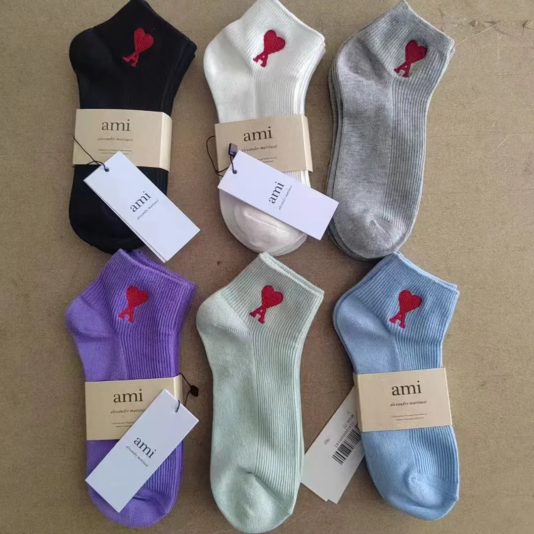 Ami Paris Ami Heart Logo Cotton Socks Multicolor