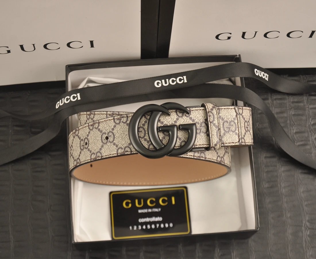 Gucci GG Marmont iconic leather belt Beige and Black