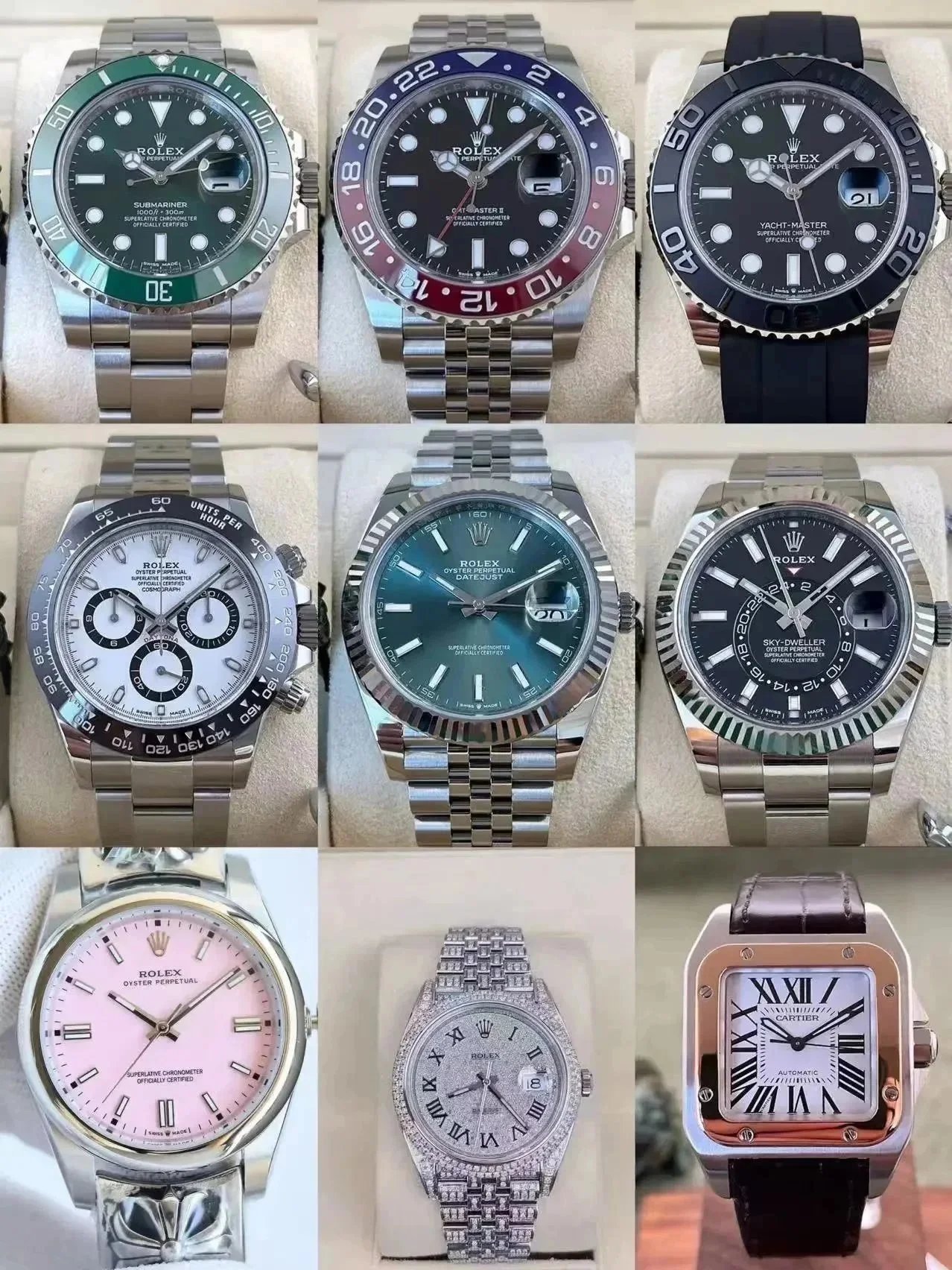 Rolex Collection Luxury Watch Assortment Silver