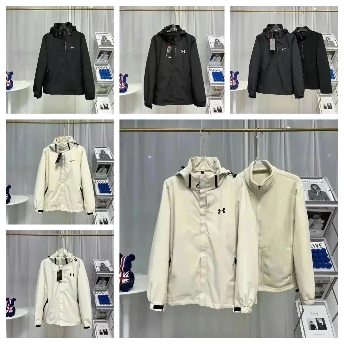 Under Armour 3-in-1 Windbreaker Lightweight Jacket Black and White