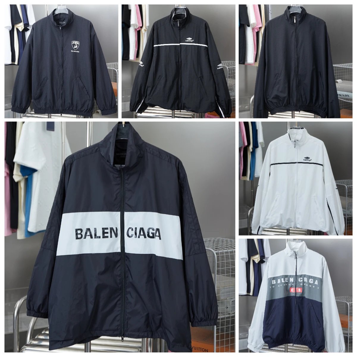 Balenciaga Windbreaker Lightweight Sporty Jacket Black and White