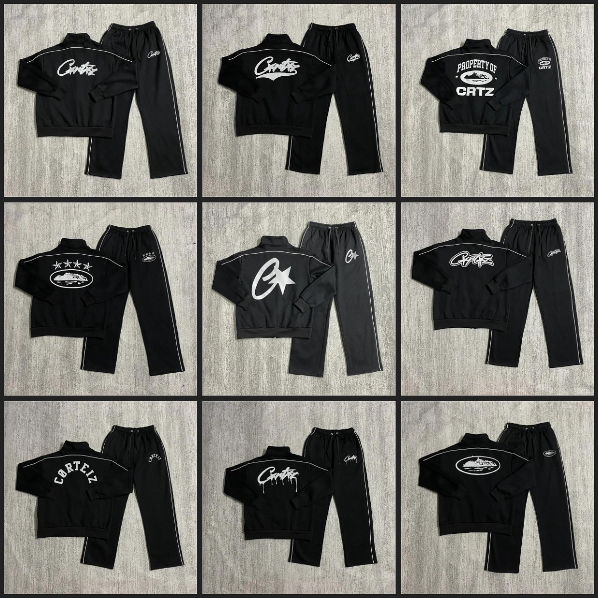 Corteiz Tracksuit Set Streetwear Matching Set Black