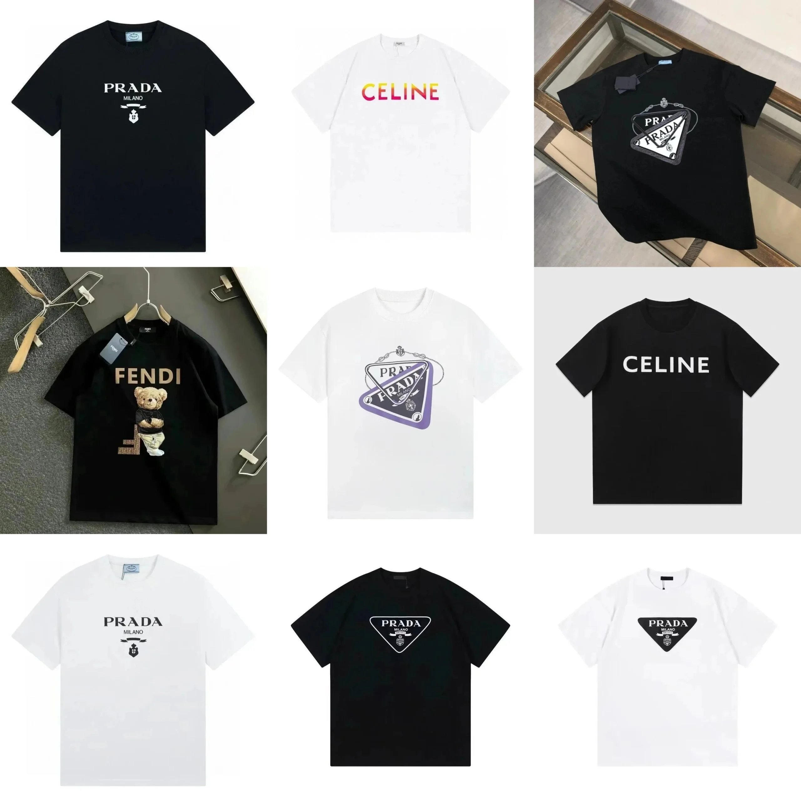 Prada Graphic Print Cotton T-Shirt Black and White