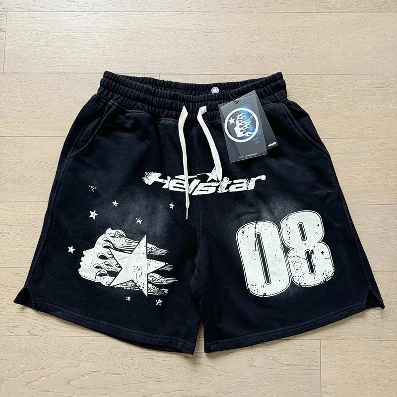 Hellstar 08 Graphic Streetwear Shorts Black