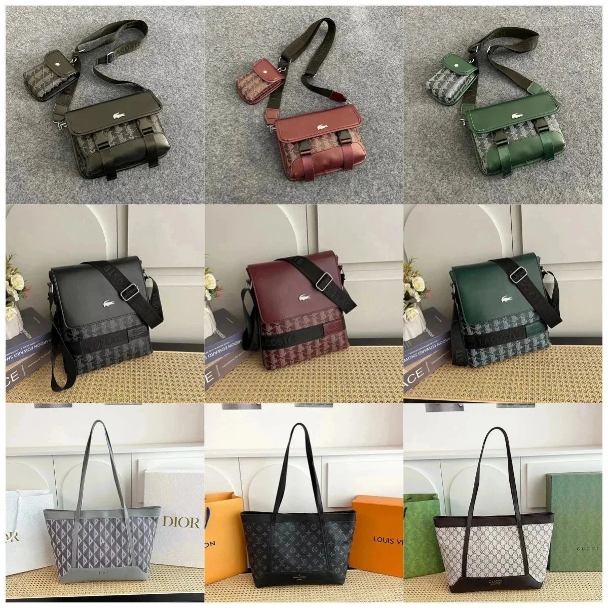 Lacoste Monogram Messenger Bag Casual Shoulder Bag Multicolor