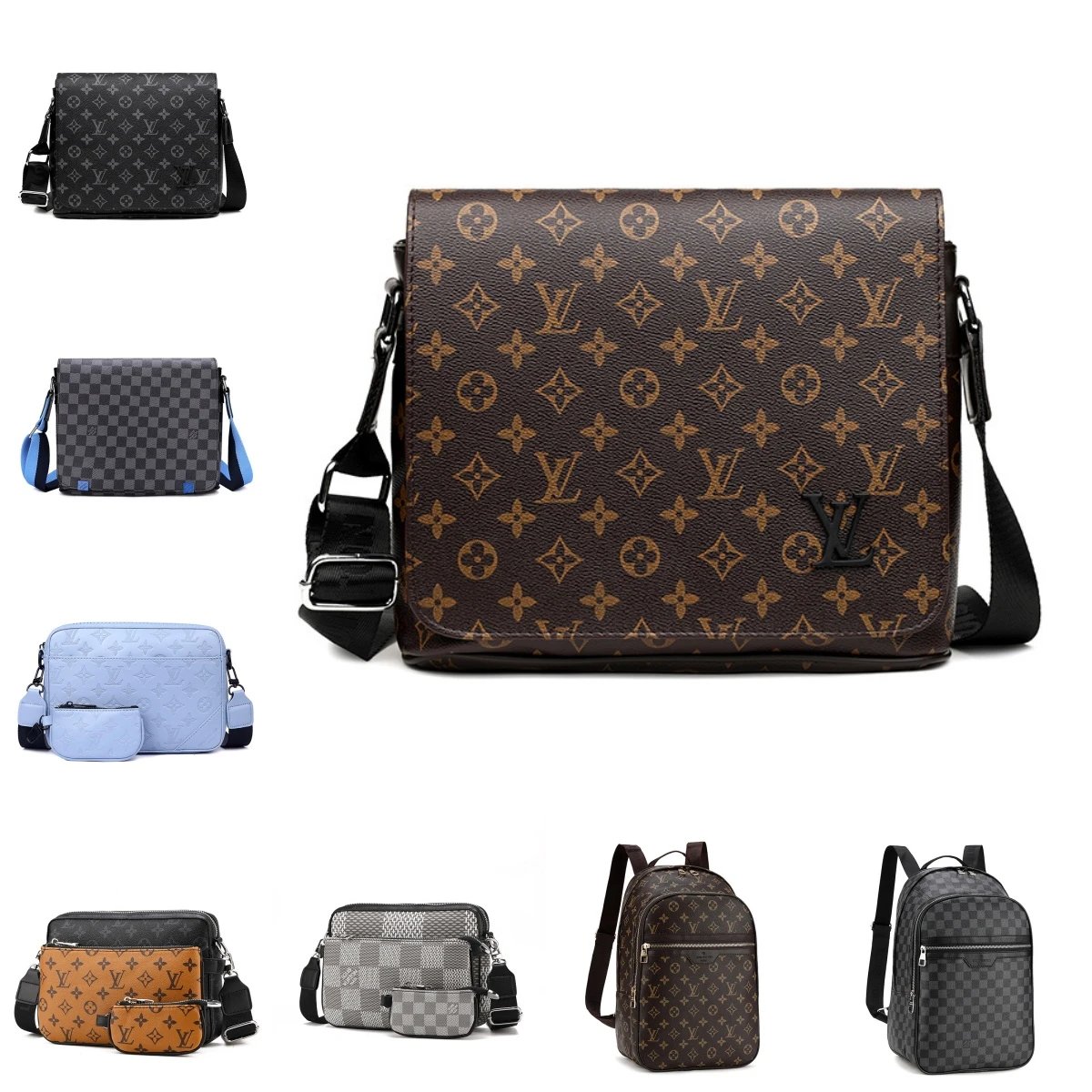 Louis Vuitton LV Monogram Messenger Bag Classic Crossbody Bag Brown