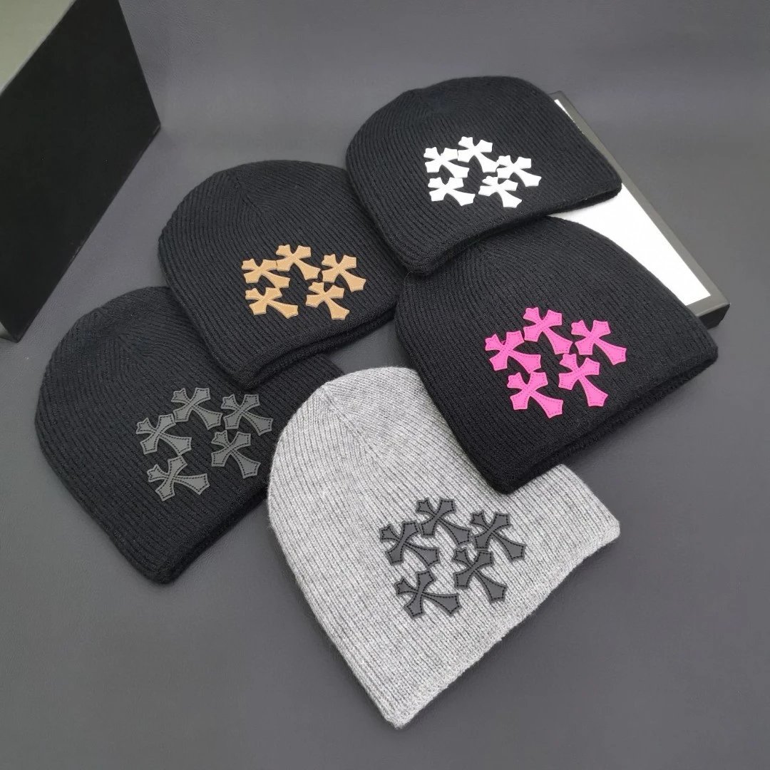 Chrome Hearts Cross Patch Beanie Knit Hat Multicolor