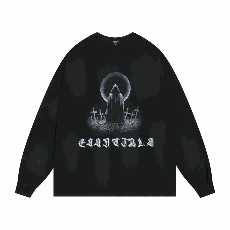 Fear of God FOG Essentials Grim Reaper Graphic Long Sleeve Shirt Black