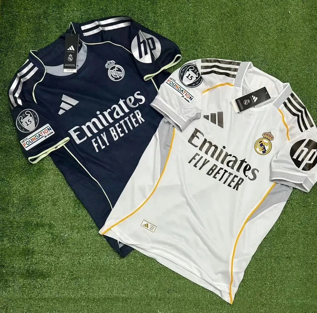 Adidas Real Madrid 2024-25 Authentic Soccer Jersey Set White and Navy