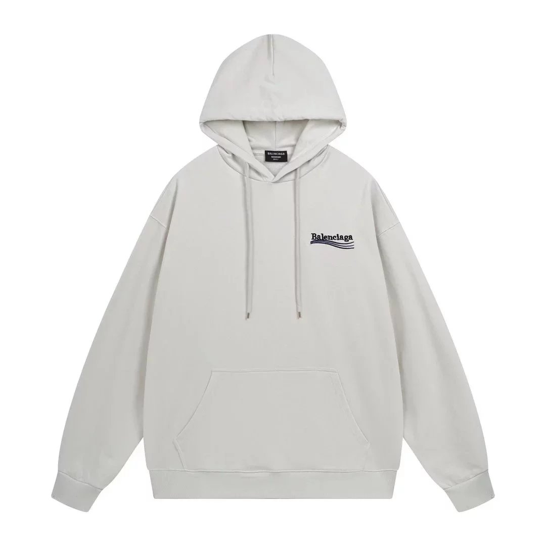 Balenciaga Wave Print Oversized Hoodie White