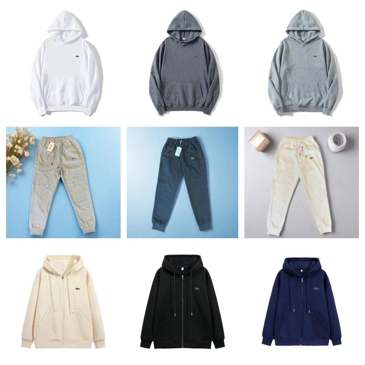 Lacoste Cotton Fleece Casual Hoodie and Joggers Set Multicolor