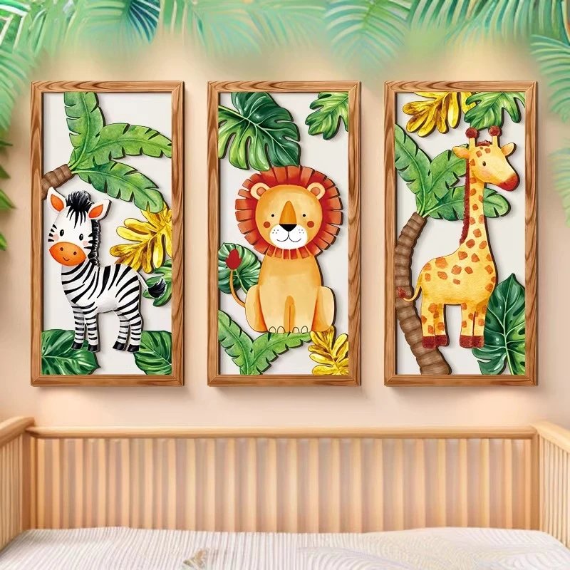 Creative Animal Wooden Abstract Children's Room Wall Decor Wall Hanging Wood Art Hollow