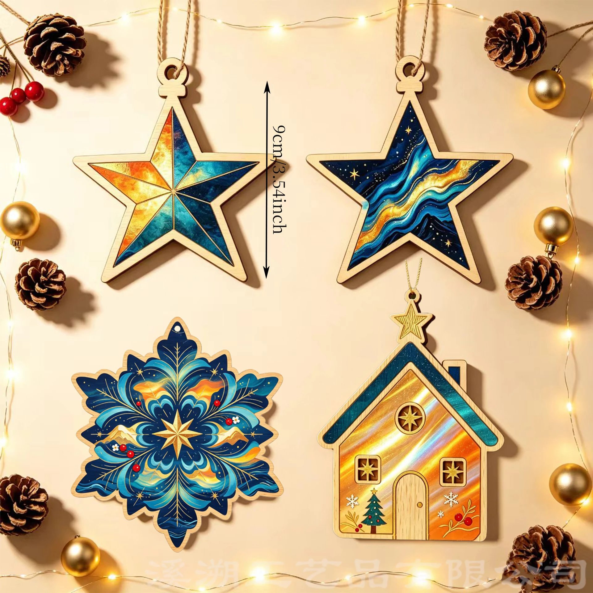 Christmas 4-piece Set Of Wooden Hanging Signs Christmas Party Scene Decor Christmas Tree Angel Pendants | Christmas Decor