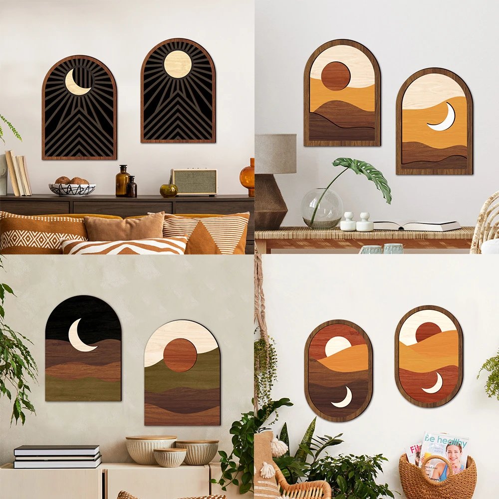 Mz914-919 Bohemian Style Home Wooden Boho Living Room Bedroom Decorative Wall Sticker | Home Decor
