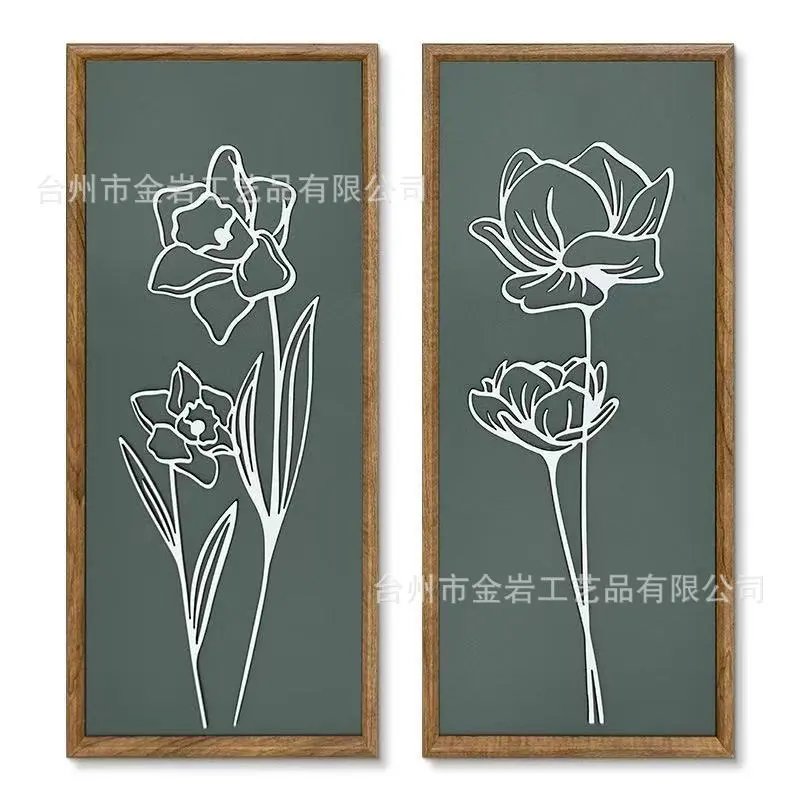 Wooden Plywood 3D Three-dimensional Wooden Bohemian Wall Decor Painting 4-piece Set Of Cottage-style Style Simple Photo Frame Hanging Painting