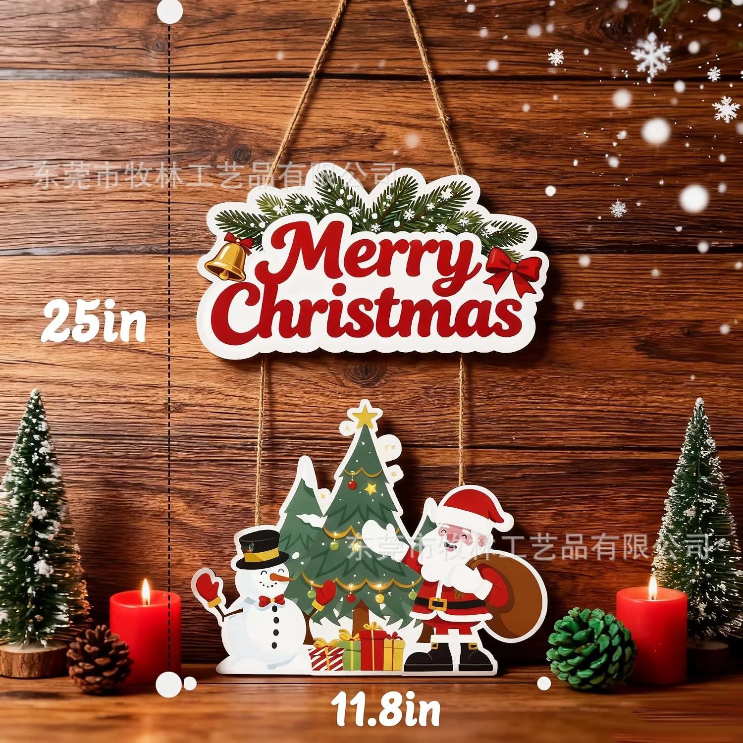 Christmas Wooden Decor Merry Christmas Santa Claus Snowman Christmas Tree Home Wall Decor | Christmas Decor