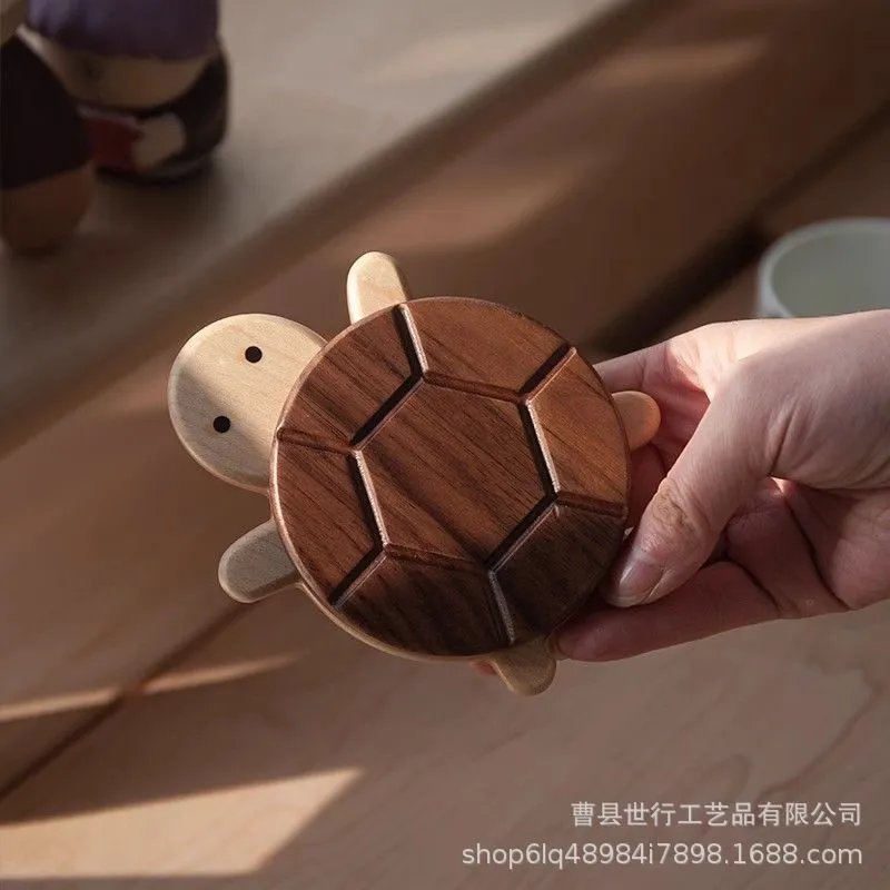 Walnut Turtle Coaster Cute Shape Insulation Pad Wooden Tea Coaster Anti-scalding Dining Table Insulation | Home Decor