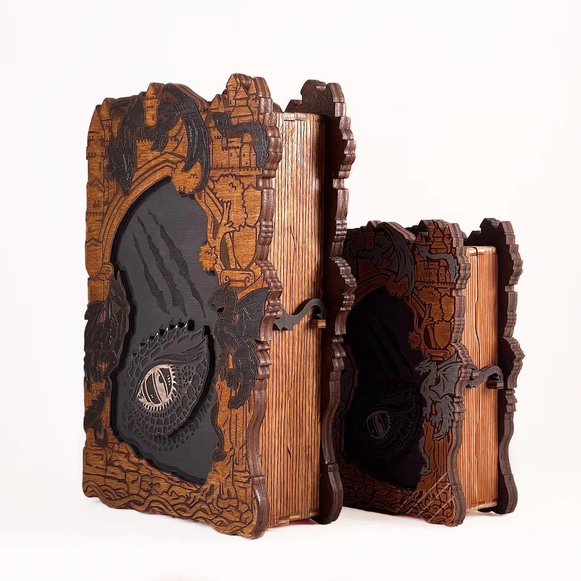 Dragon Book Box Dragon-shaped Wooden Book Box Retro Book-shaped Storage Box Home Decor Ornament Wooden | Storage Organizer