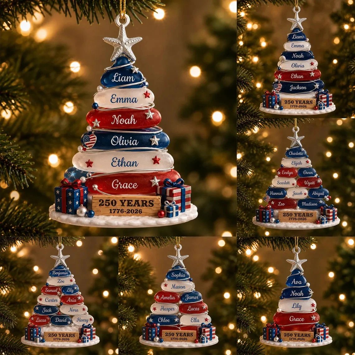 Patriotic Theme Acrylic Christmas Tree Ornament Holiday Gift For The 250th Anniversary Of The Founding Of | Christmas Decor