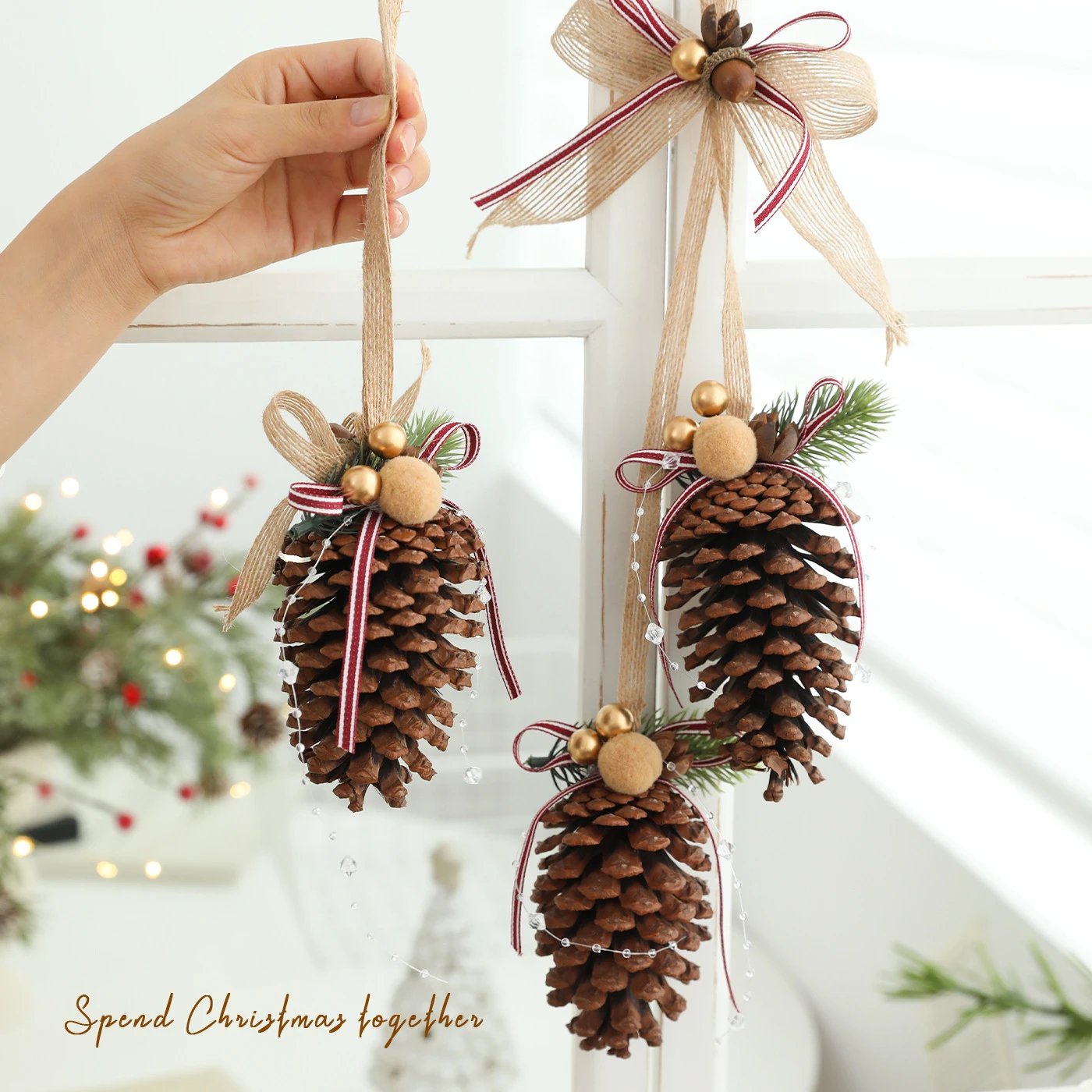 Christmas Pine Cone Decor Pendant Door Hanging Wall Hanging Atmosphere Scene Layout Forest DIY Pendant | Christmas Decor
