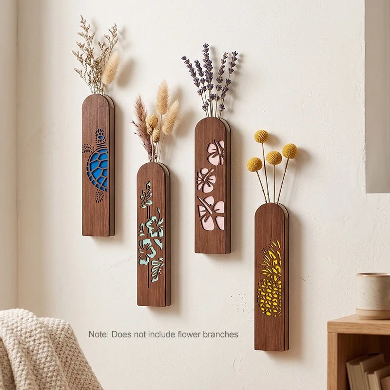 Mediterranean Style Hollow Wooden Vase Minimalist Wall Hanging Wall Hanging Wall Hanging Wood Art | Wall Decor