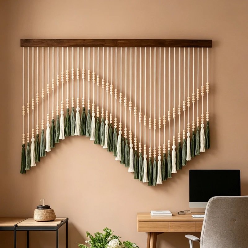 Home Wall Decor Wall Hanging Nordic Creative Woven Tassel Tapestry Bohemian Cotton Rope Tapestry