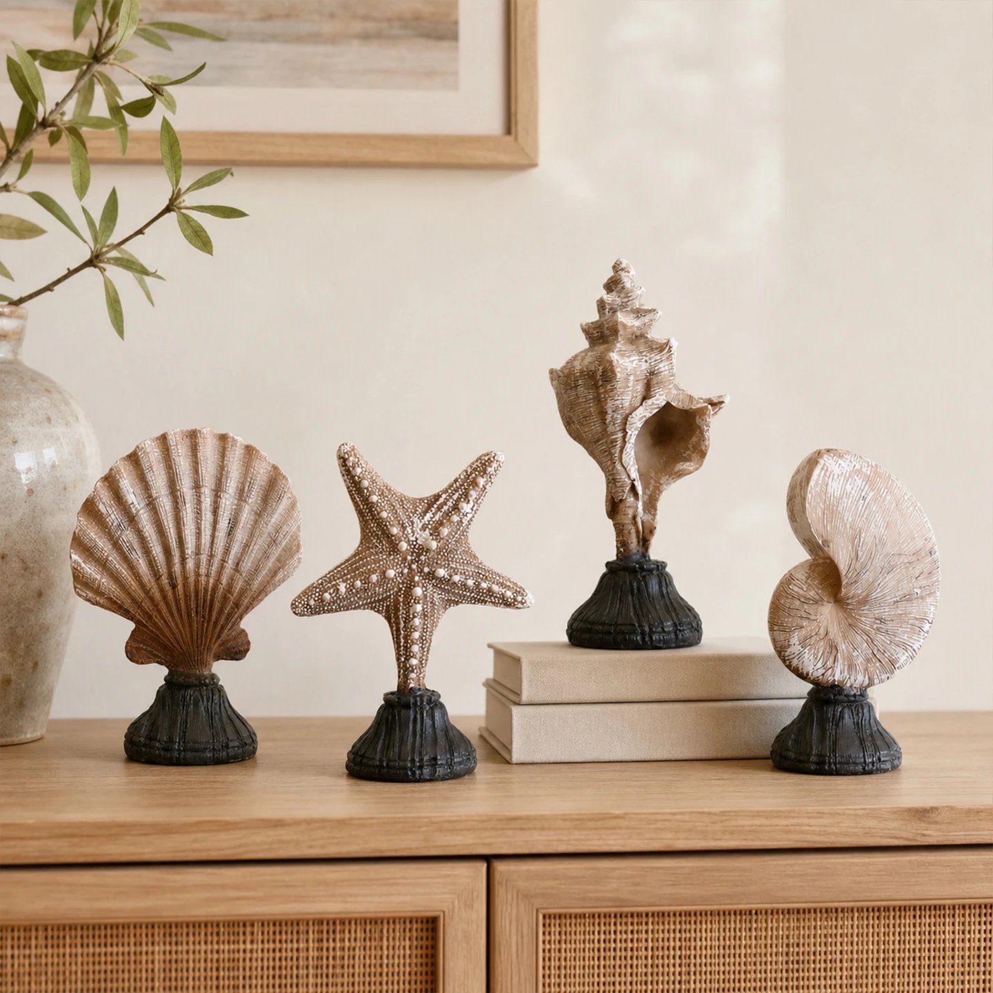 Resin Novelty Conch Shell Ornament Mediterranean Style Home Decor Living Room Desktop Creative Decorative | Decorative Figurine
