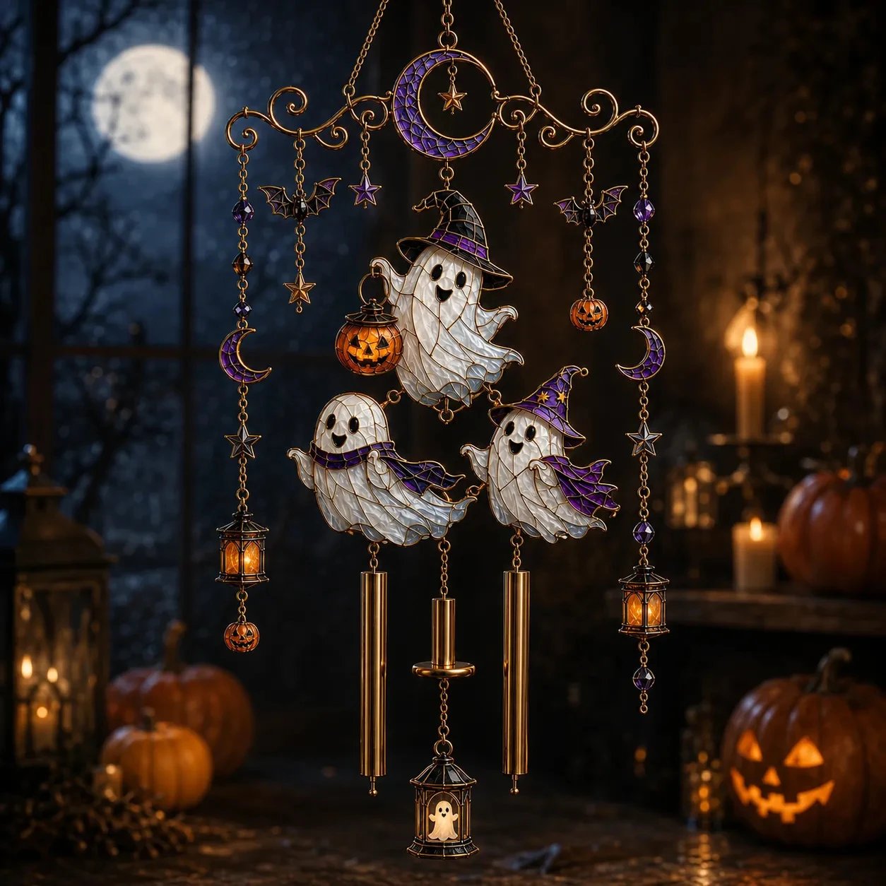 Vampire Ghost Wind Chime Halloween Vampire Sun Catching Ornament | Halloween Decor