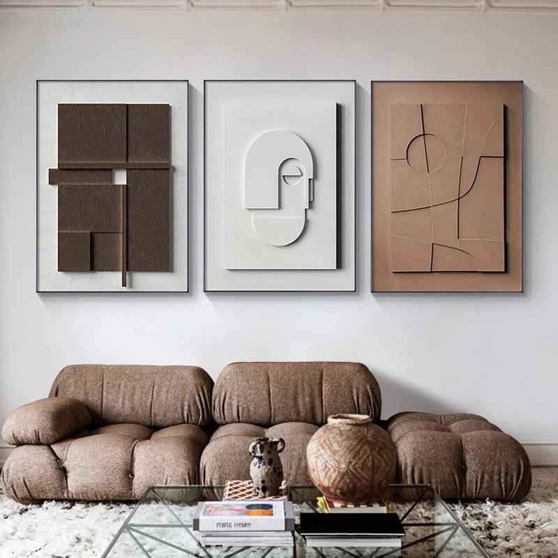 Living Room Sofa Wall Triple Model Room Decorative Painting Italian Minimalist Geometric | Home Decor