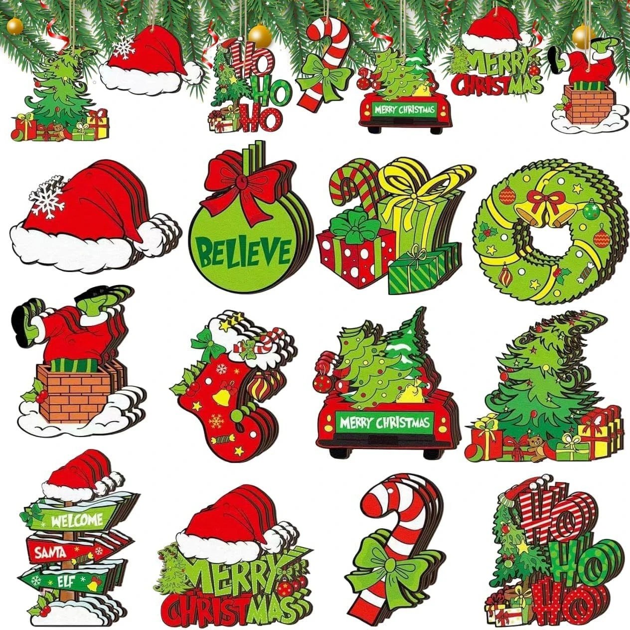 Christmas Wooden Ornament Lime Green Christmas Tree Decor Listing Holiday Christmas Tree Home Party | Christmas Decor