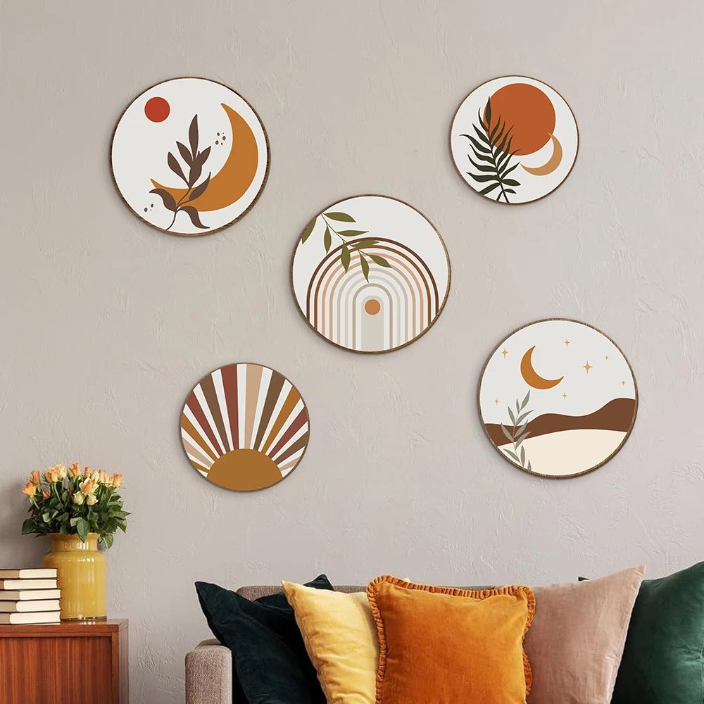 Bohemian Wooden Wall Hanging Art Plant Flower Hanging Decor Farmhouse Wall Decor Cottage-style Style