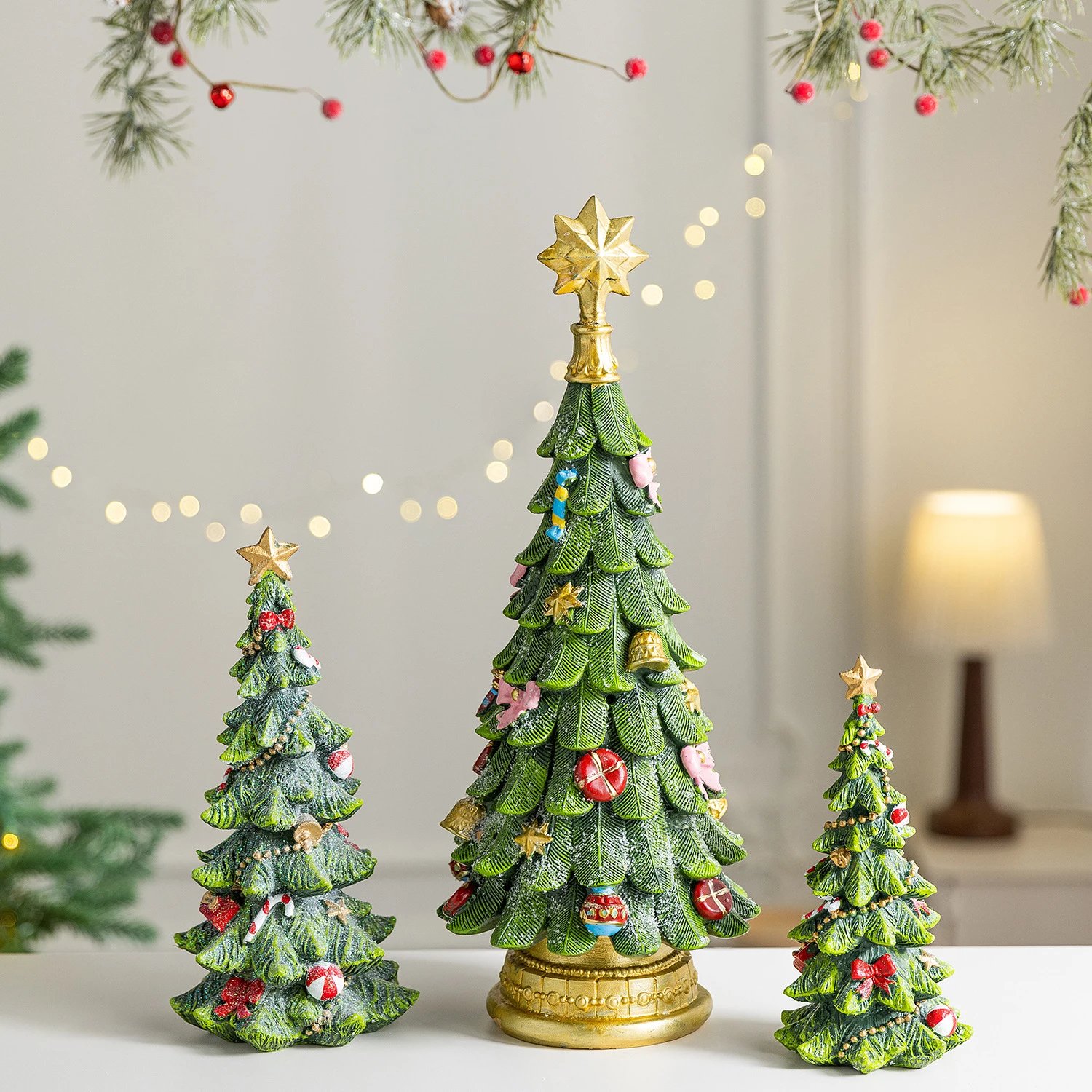 Resin Christmas Tree Ornament Christmas Resin Decorative Craft Ornament Home Desktop Scene Christmas Decor