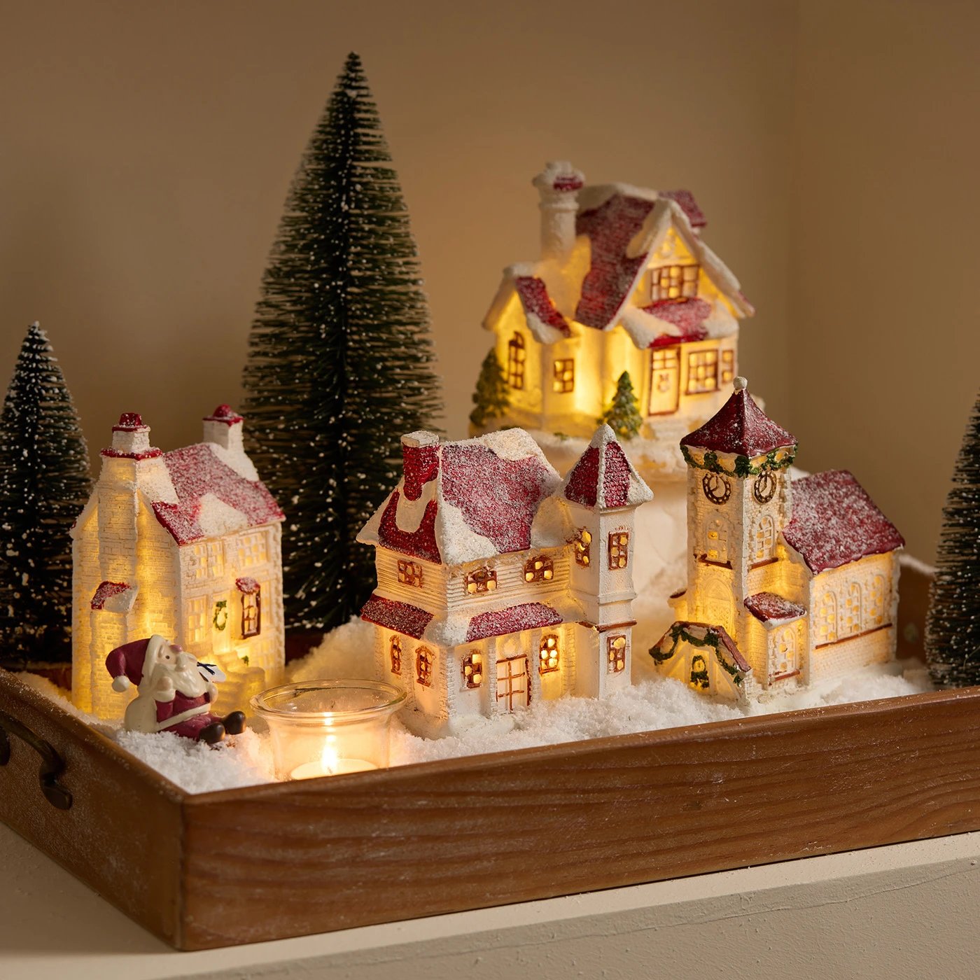 Christmas Decor Nordic Lighted Resin House Decor Window Scene Layout Shooting Props