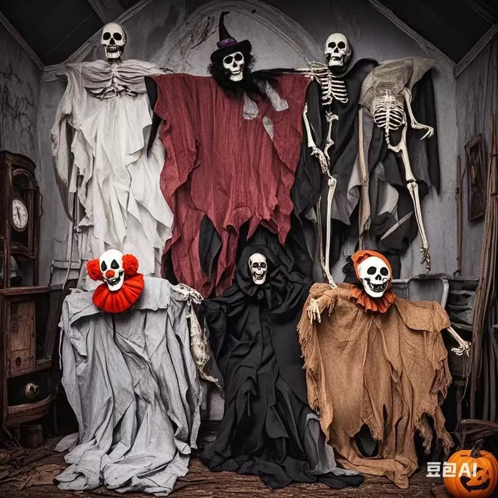 Halloween Hanging Ghost Decor Skull Gauze Witch Death Cloak Haunted House Horror Mesh Cloak Prop Decor | Halloween Decor