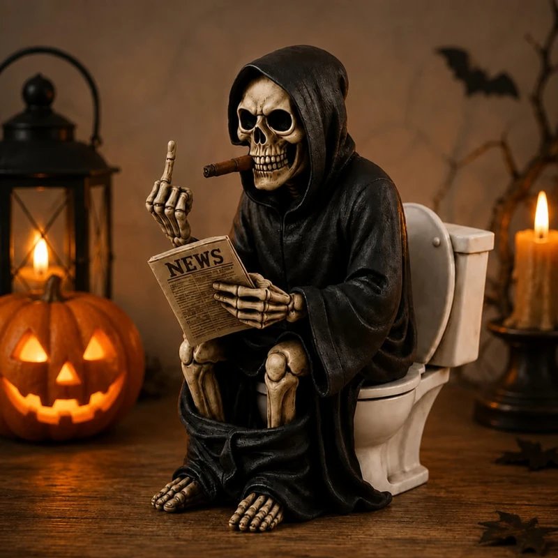Death Toilet Resin Ornament Funny Halloween Desktop Decor Fun Decorative Craft Gifts | Halloween Decor